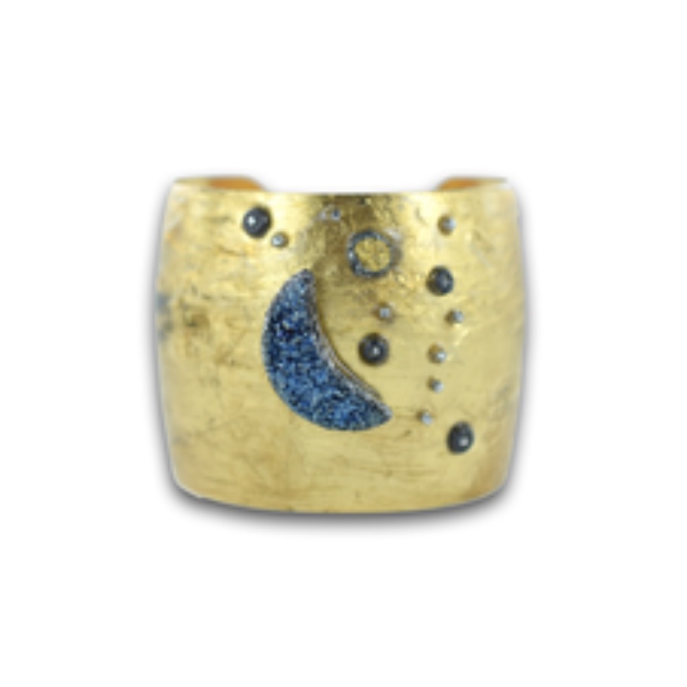 Handmade druzy moon 🌙 and stars ⭐️ cuff bracelet